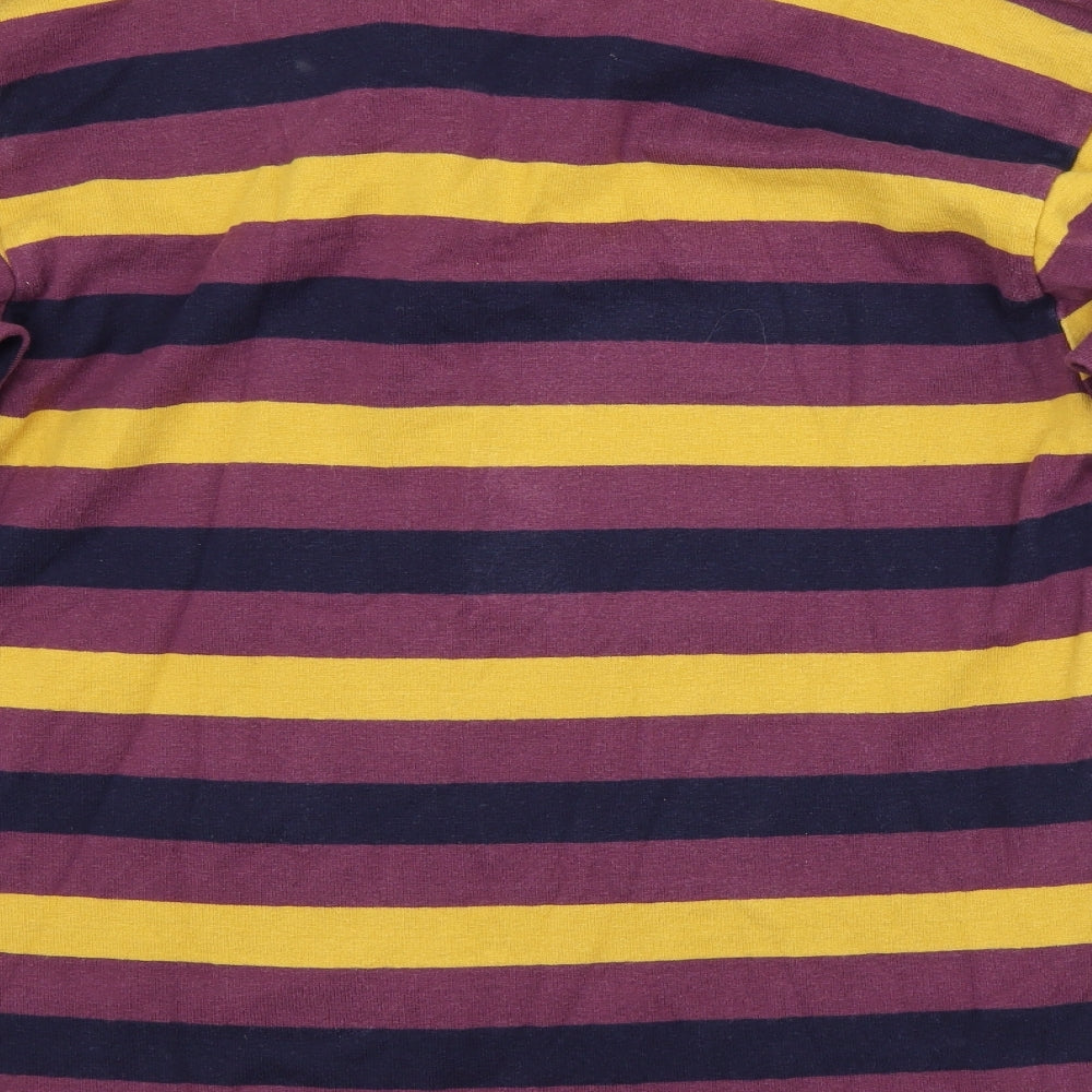 Land's End Mens Multicoloured Striped Cotton  Polo Size M Collared