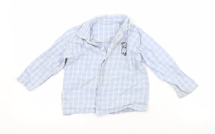 Nutmeg Baby Blue Check Cotton Basic Button-Up Size 12-18 Months Collared