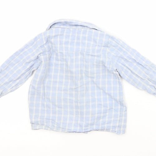 Nutmeg Baby Blue Check Cotton Basic Button-Up Size 12-18 Months Collared