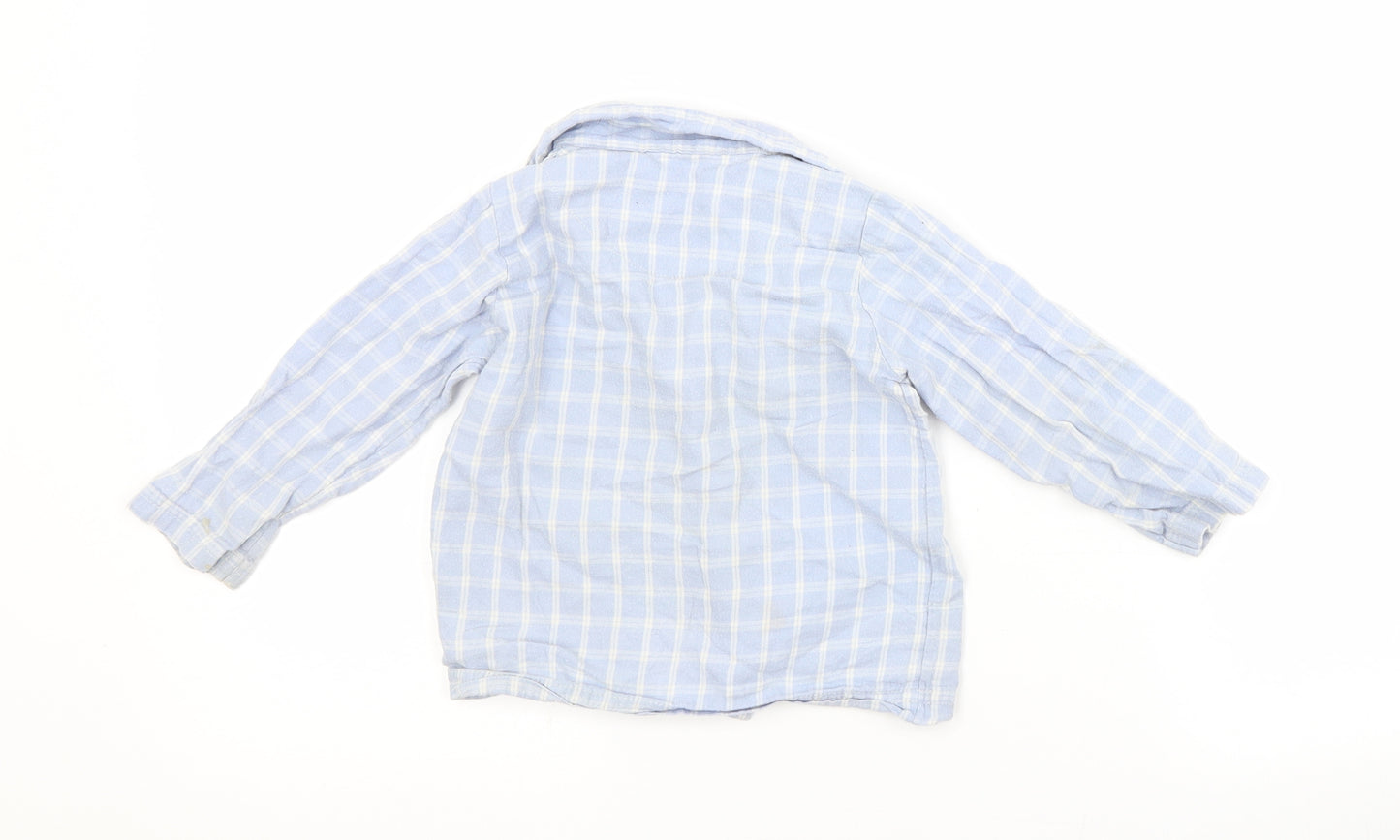 Nutmeg Baby Blue Check Cotton Basic Button-Up Size 12-18 Months Collared