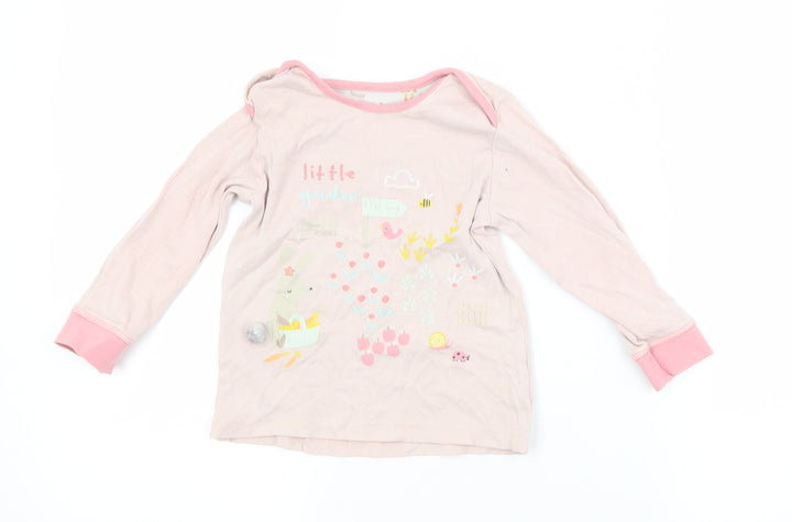 Mothercare Girls Pink  Cotton Basic T-Shirt Size 18-24 Months Crew Neck