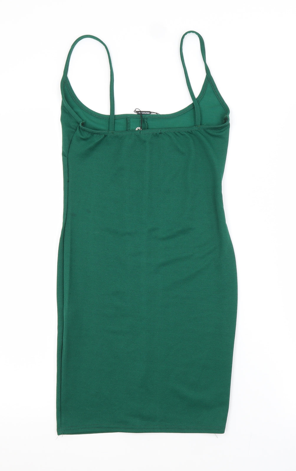 PRETTYLITTLETHING Womens Green  Polyester Pencil Dress  Size 10 Scoop Neck