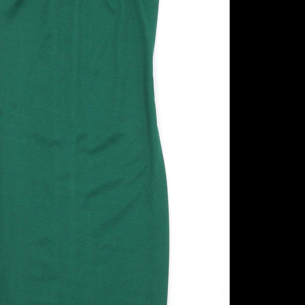 PRETTYLITTLETHING Womens Green  Polyester Pencil Dress  Size 10 Scoop Neck