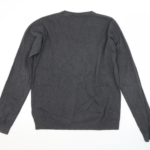 M&S  Boys Grey V-Neck  Cotton Pullover Jumper Size 15-16 Years   - SCHOOL JUMPER