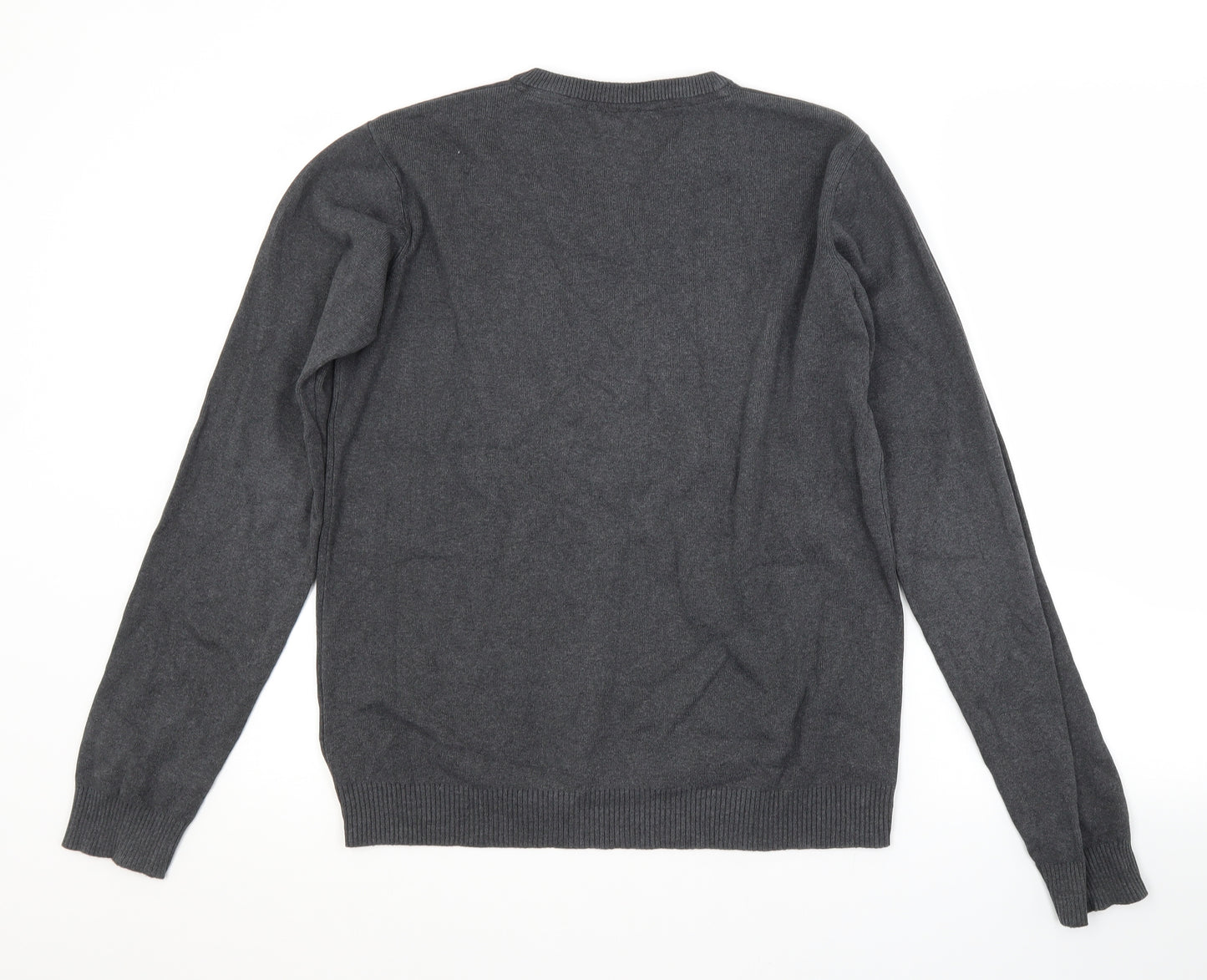 M&S  Boys Grey V-Neck  Cotton Pullover Jumper Size 15-16 Years   - SCHOOL JUMPER