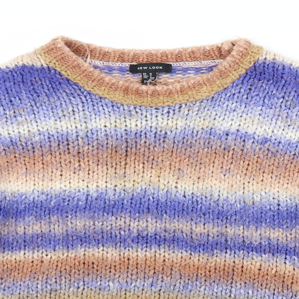 New Look Womens Multicoloured Crew Neck  Acrylic Pullover Jumper Size M