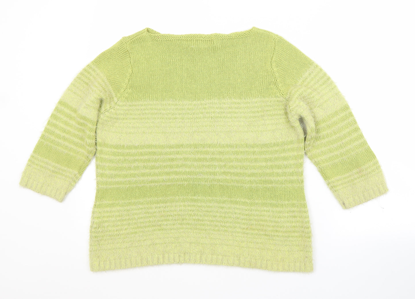 Per Una Womens Green Boat Neck Striped Acrylic Pullover Jumper Size M