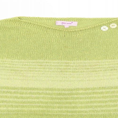 Per Una Womens Green Boat Neck Striped Acrylic Pullover Jumper Size M