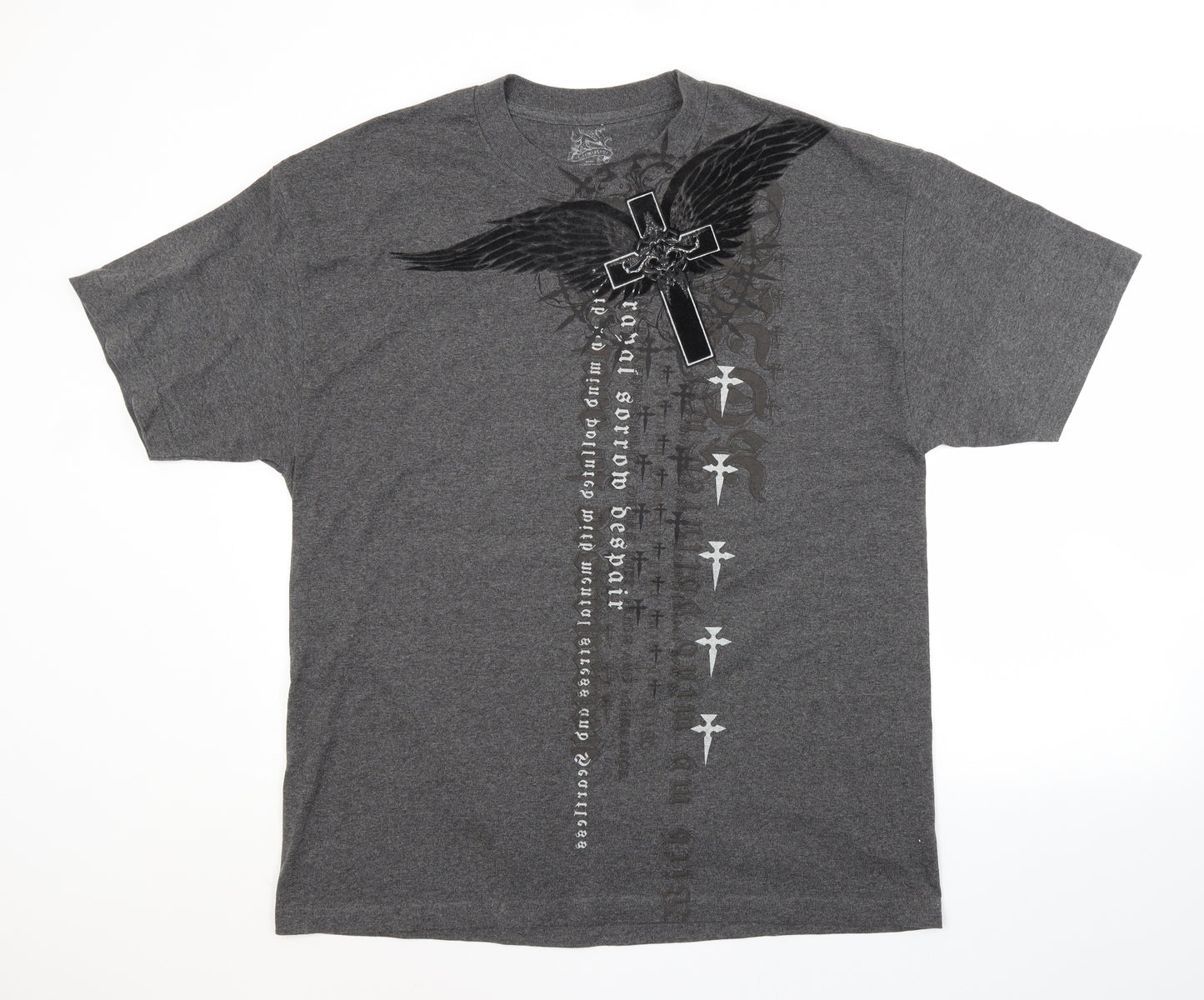 Preworn Mens Grey  Polyester  T-Shirt Size XL Crew Neck