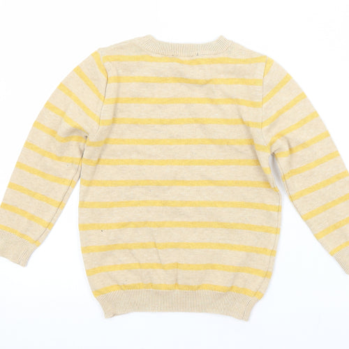 George Boys Brown Crew Neck Striped Cotton Pullover Jumper Size 3-4 Years
