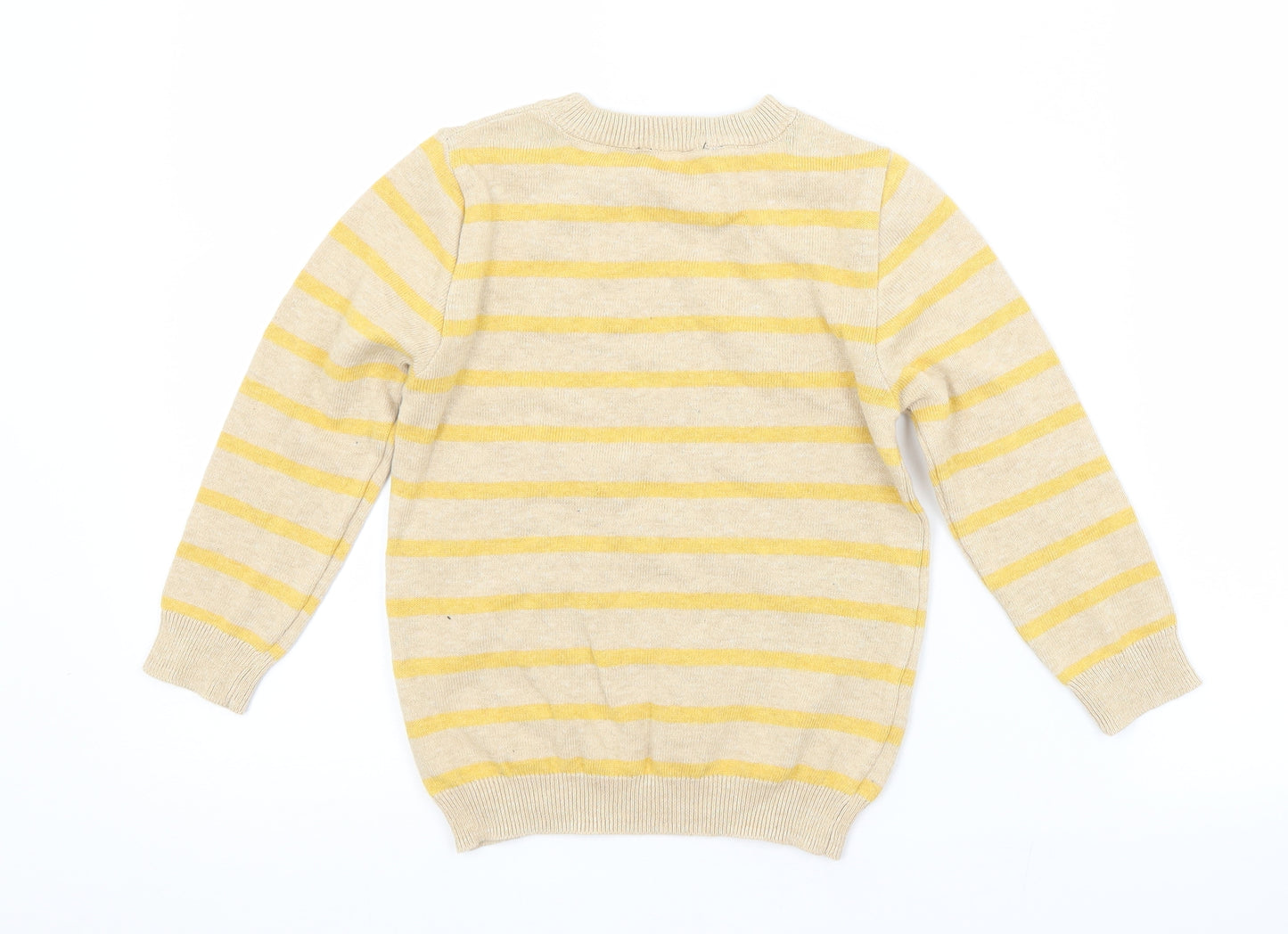 George Boys Brown Crew Neck Striped Cotton Pullover Jumper Size 3-4 Years