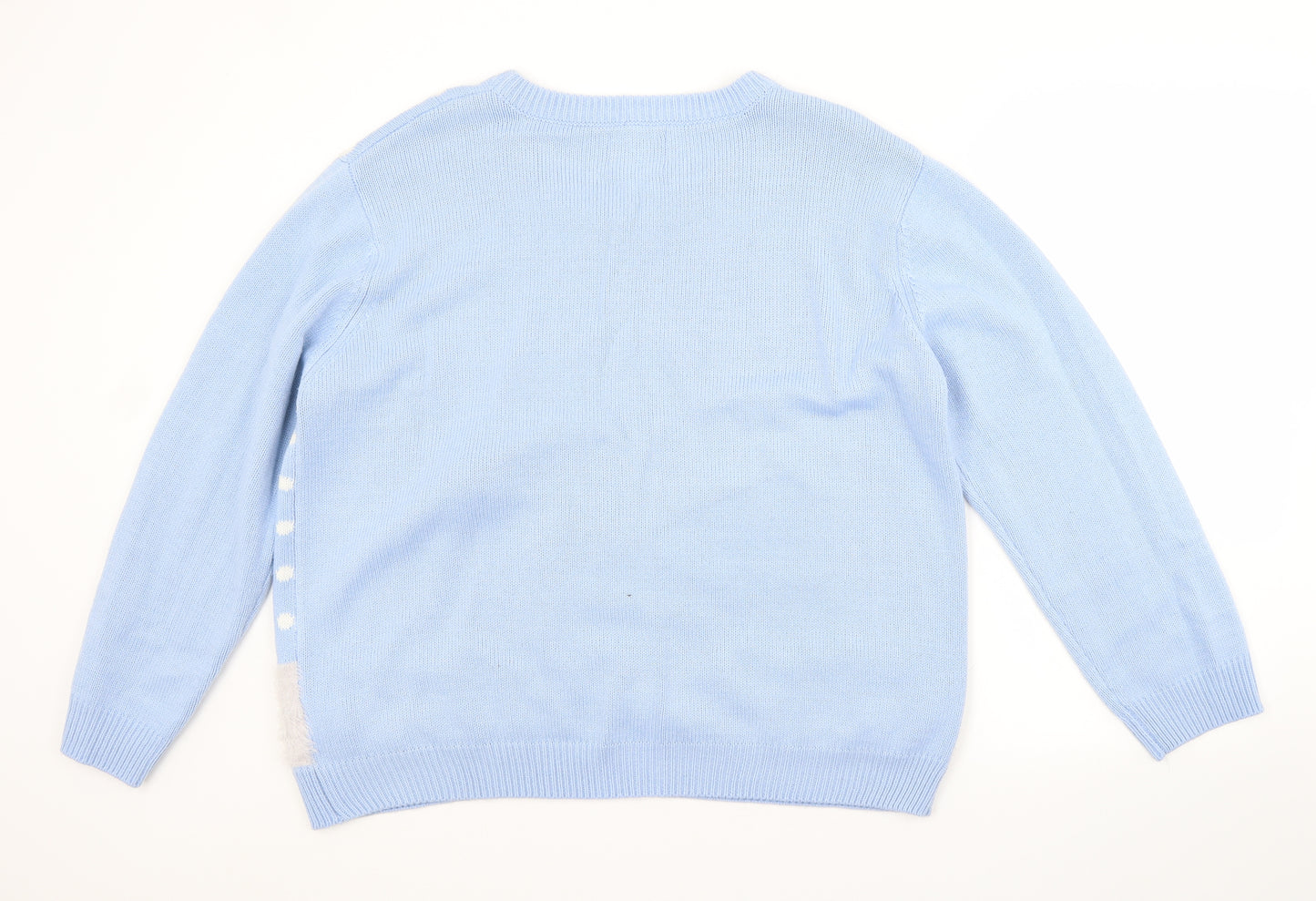 Atmosphere Womens Blue Crew Neck Polka Dot Acrylic Pullover Jumper Size L   - CHRISTMAS
