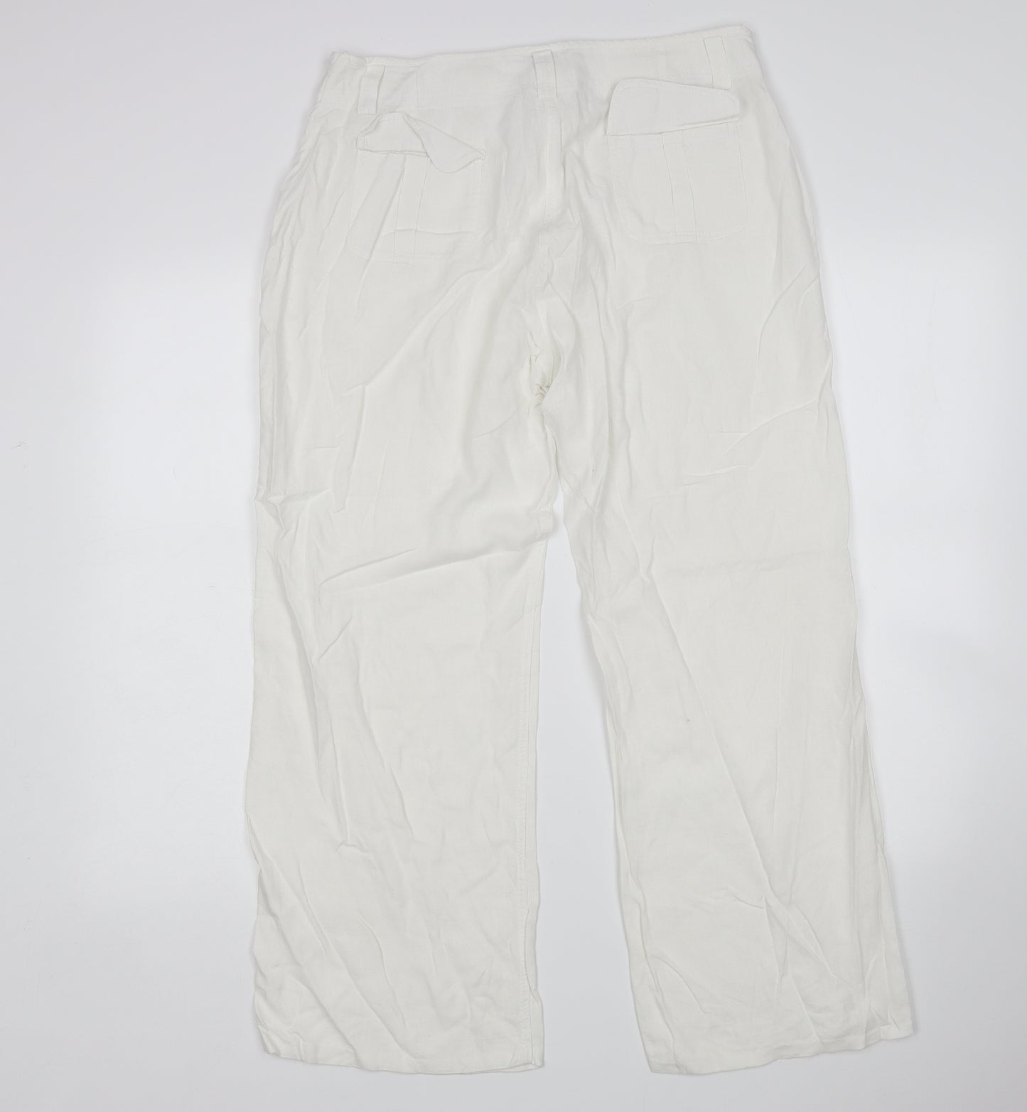 Logo Womens White   Trousers  Size 14 L29 in Regular