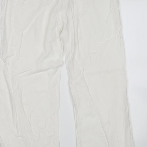 Logo Womens White   Trousers  Size 14 L29 in Regular