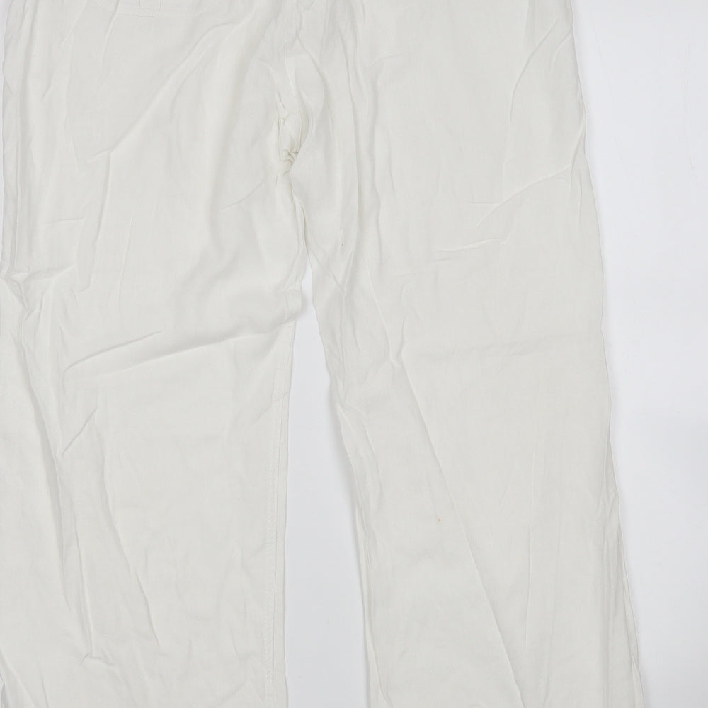 Logo Womens White   Trousers  Size 14 L29 in Regular