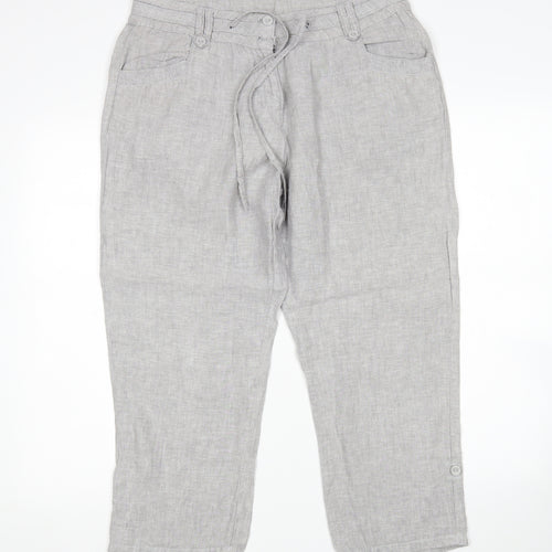 RJR.John Rocha Womens Grey  Linen Cropped Trousers Size 12 L24 in Regular