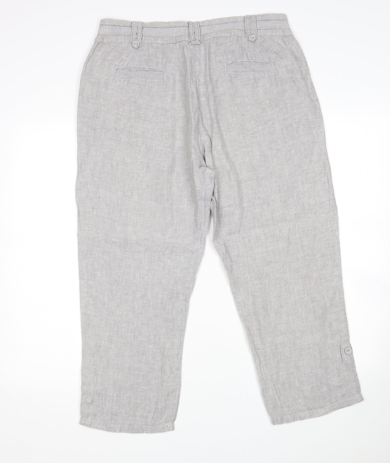 RJR.John Rocha Womens Grey  Linen Cropped Trousers Size 12 L24 in Regular