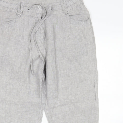 RJR.John Rocha Womens Grey  Linen Cropped Trousers Size 12 L24 in Regular