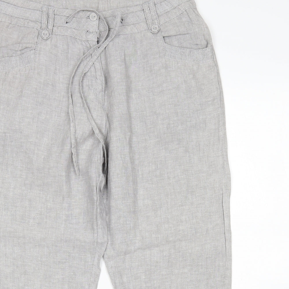 RJR.John Rocha Womens Grey  Linen Cropped Trousers Size 12 L24 in Regular