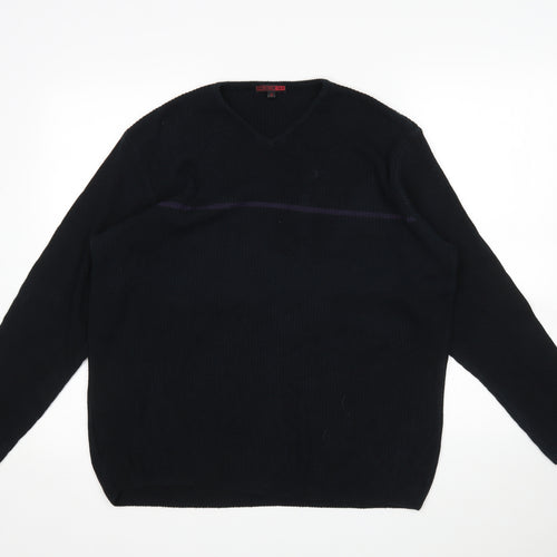 George Mens Black V-Neck  Acrylic Pullover Jumper Size M