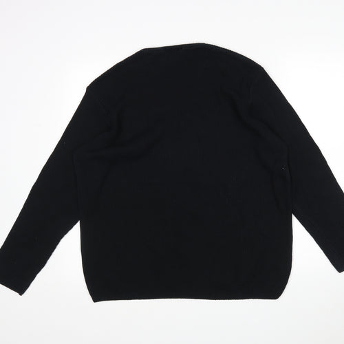 George Mens Black V-Neck  Acrylic Pullover Jumper Size M