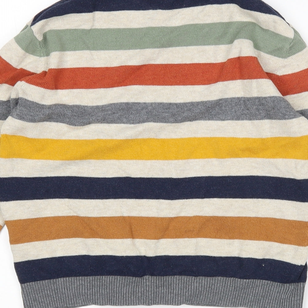 H&M Boys Multicoloured Round Neck Striped Cotton Pullover Jumper Size 7-8 Years