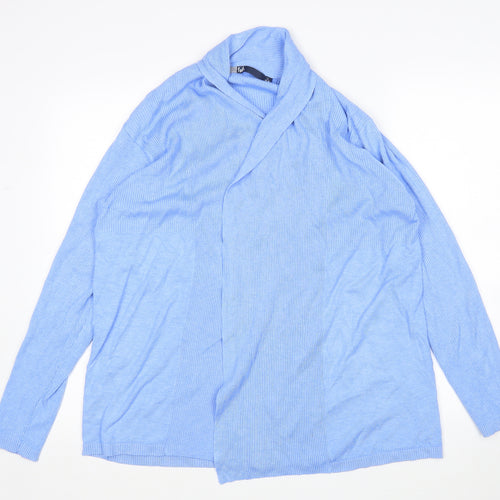 EWM Womens Blue V-Neck  Viscose Cardigan Jumper Size L