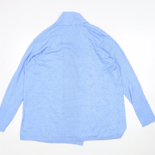 EWM Womens Blue V-Neck  Viscose Cardigan Jumper Size L