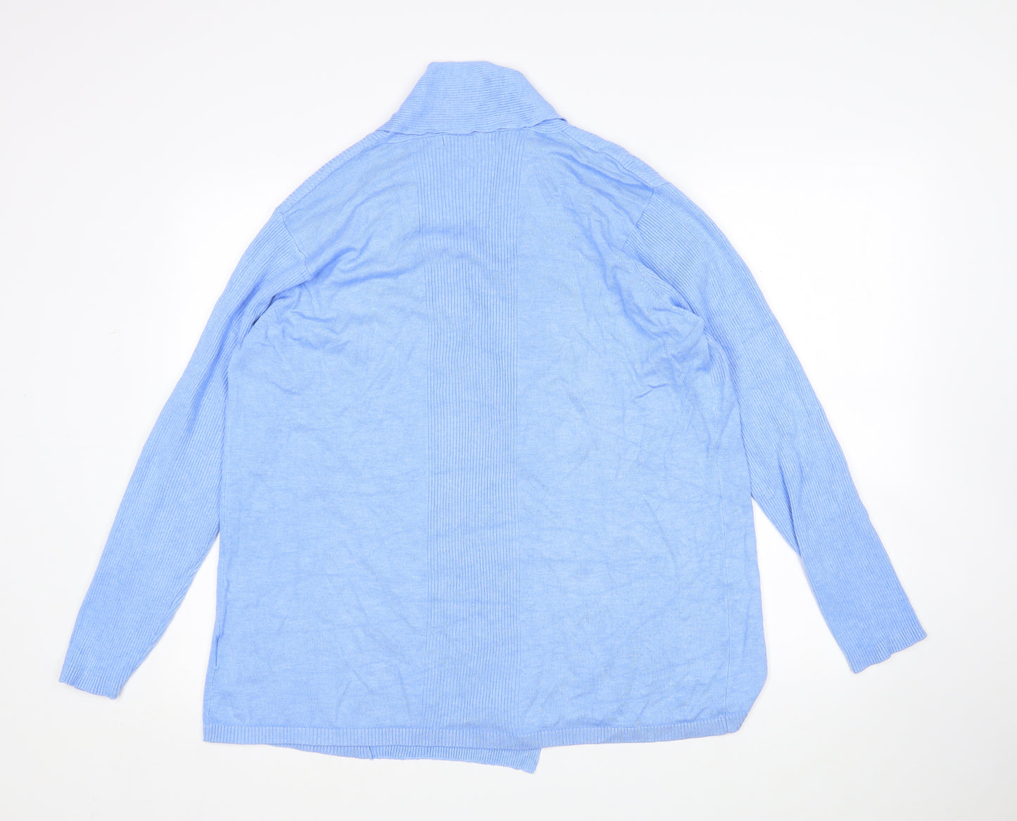 EWM Womens Blue V-Neck  Viscose Cardigan Jumper Size L