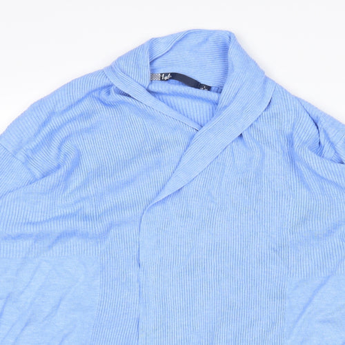 EWM Womens Blue V-Neck  Viscose Cardigan Jumper Size L