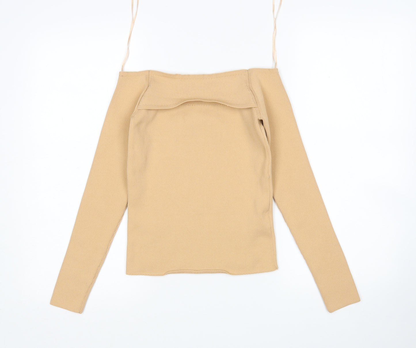 River Island Womens Beige Square Neck  Polyester Pullover Jumper Size 10
