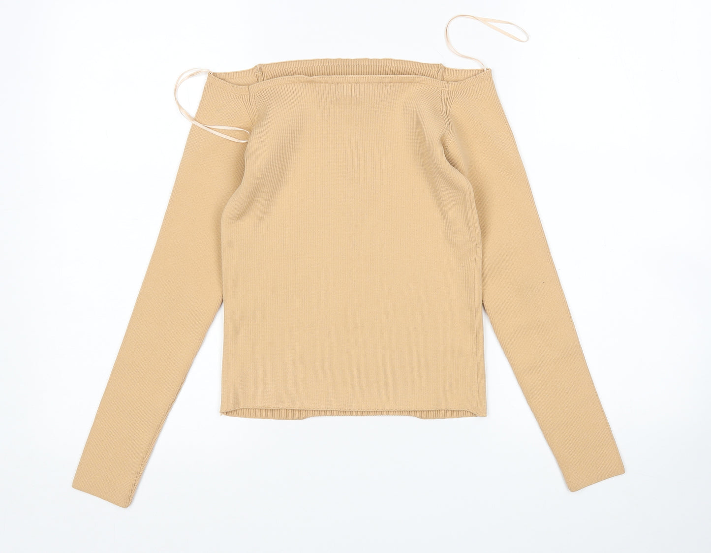 River Island Womens Beige Square Neck  Polyester Pullover Jumper Size 10