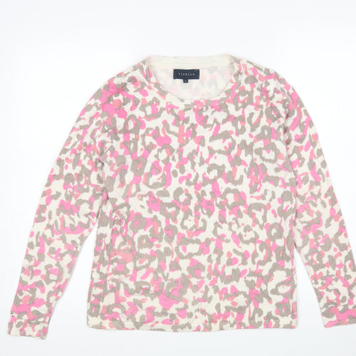 Viyella Womens Multicoloured Round Neck Animal Print Nylon Pullover Jumper Size L