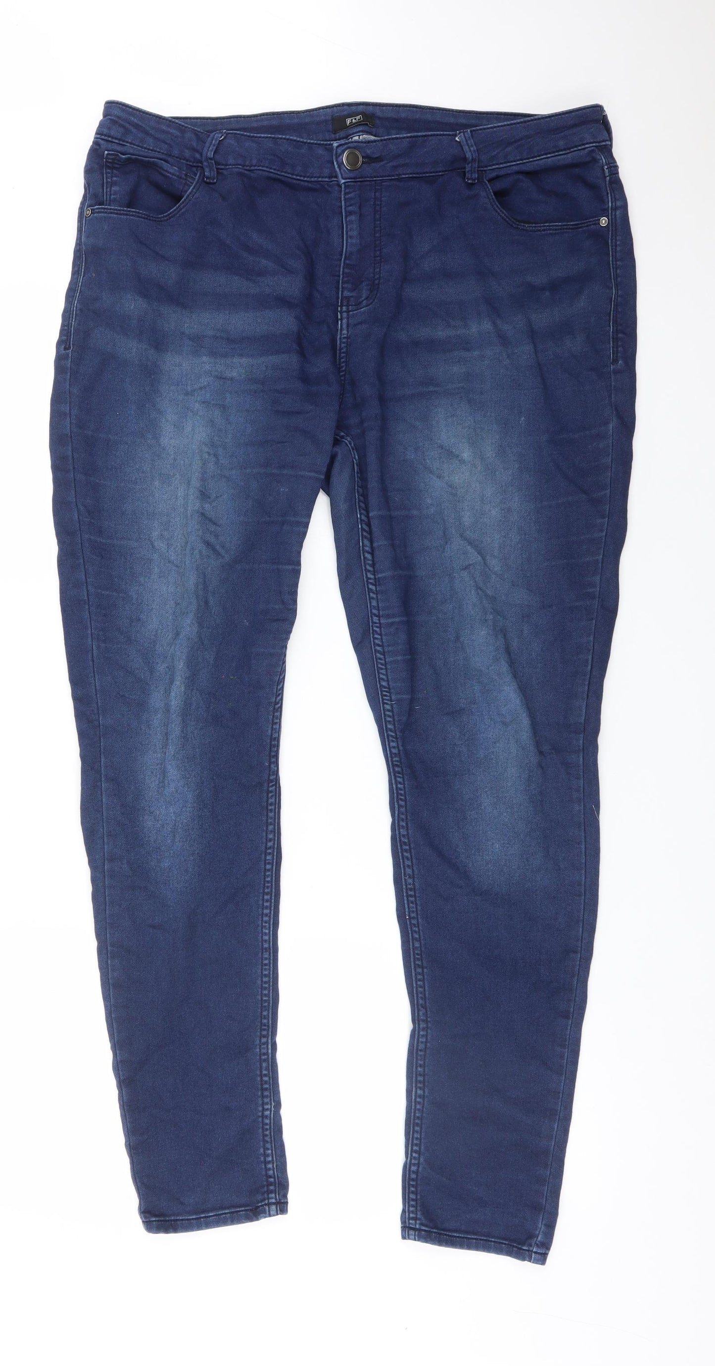 F&F Womens Blue  Cotton Skinny Jeans Size 18 L30 in Regular