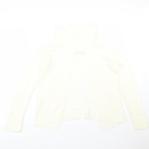 I SAW IT FIRST Womens Yellow Striped Acrylic Basic T-Shirt Size S Roll Neck