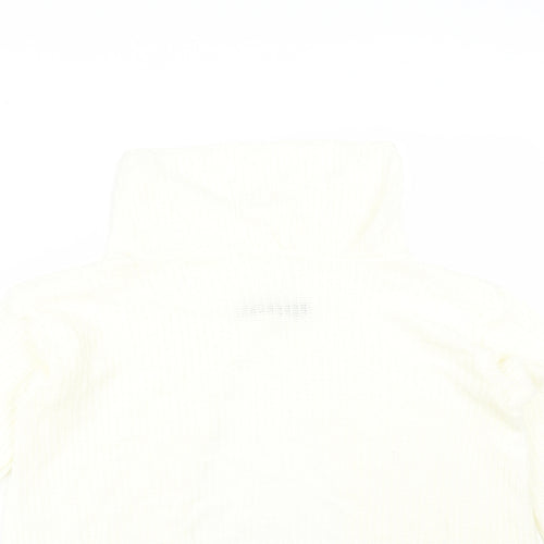 I SAW IT FIRST Womens Yellow Striped Acrylic Basic T-Shirt Size S Roll Neck