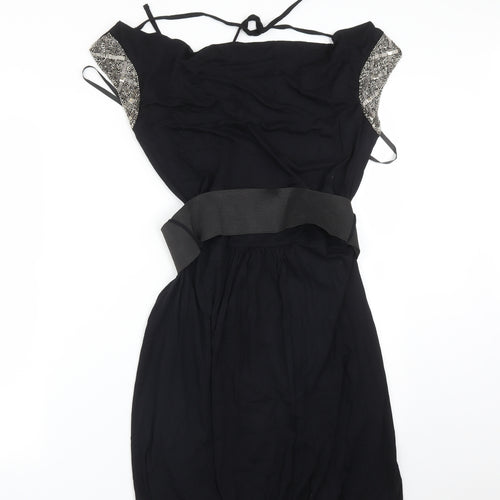 Dorothy Perkins Womens Black  Viscose A-Line  Size 12 Cowl Neck