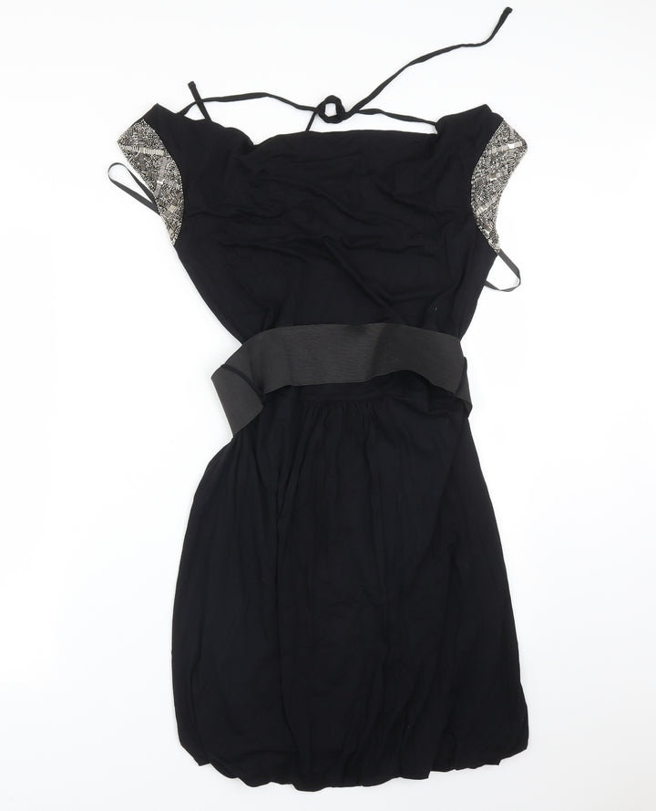 Dorothy Perkins Womens Black Viscose A-Line Size 12 Cowl Neck