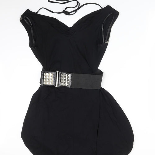 Dorothy Perkins Womens Black  Viscose A-Line  Size 12 Cowl Neck