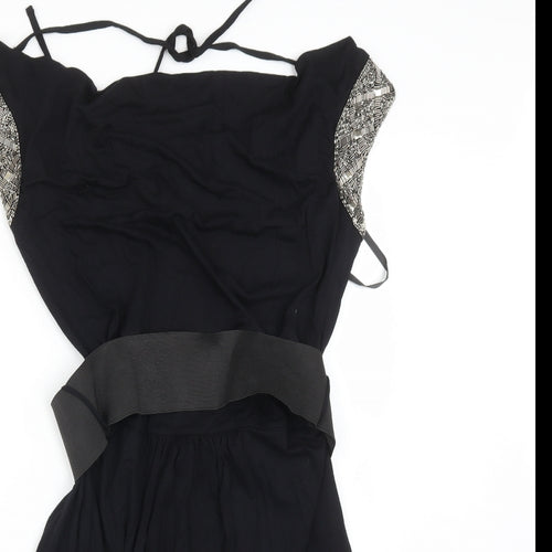 Dorothy Perkins Womens Black  Viscose A-Line  Size 12 Cowl Neck