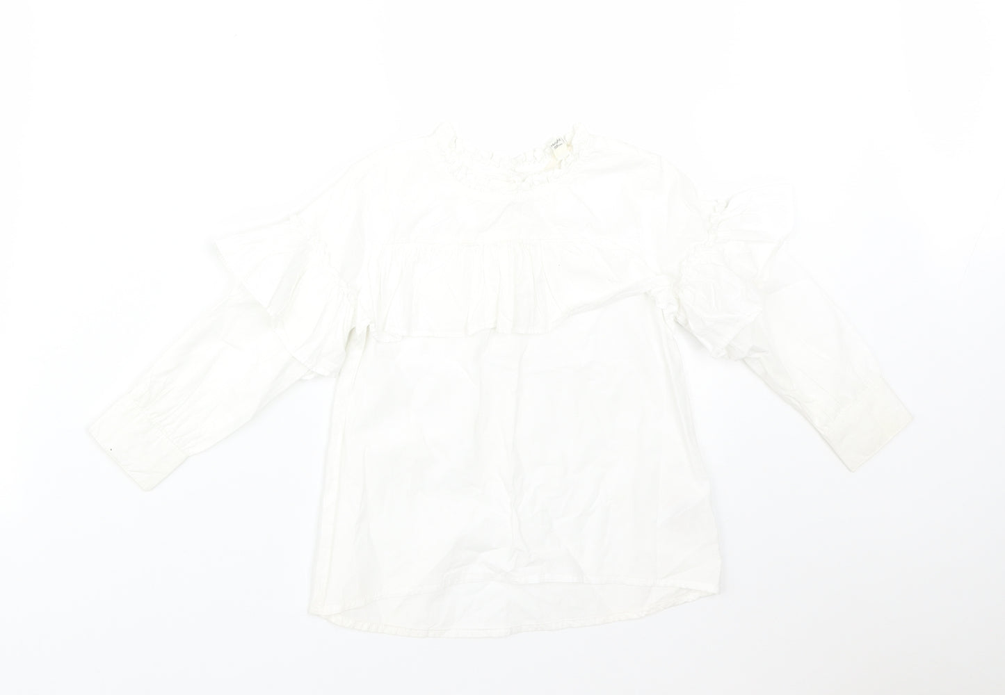 River Island Girls White  Cotton Basic T-Shirt Size 2-3 Years Round Neck