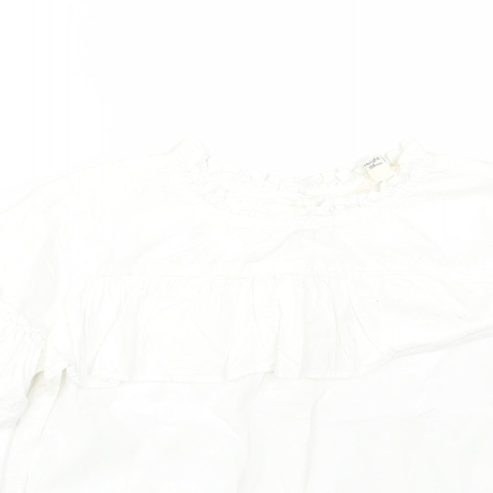 River Island Girls White  Cotton Basic T-Shirt Size 2-3 Years Round Neck
