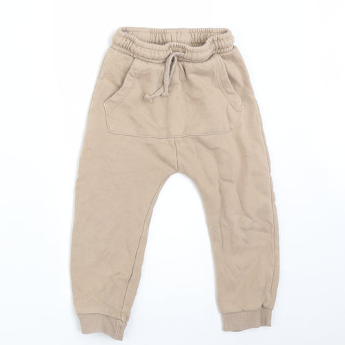 George Boys Beige  Cotton Jogger Trousers Size 2-3 Years  Regular