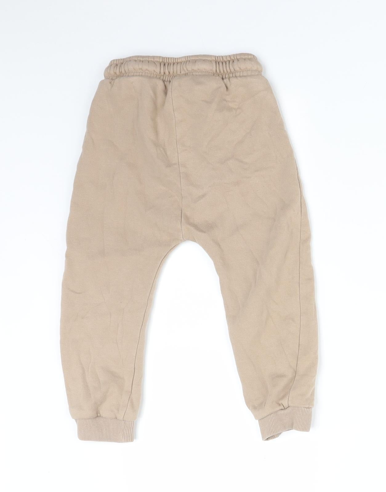 George Boys Beige  Cotton Jogger Trousers Size 2-3 Years  Regular