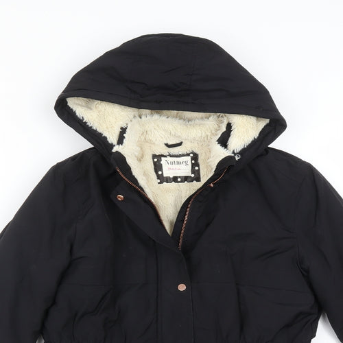 Nutmeg Girls Black   Overcoat Coat Size 13-14 Years
