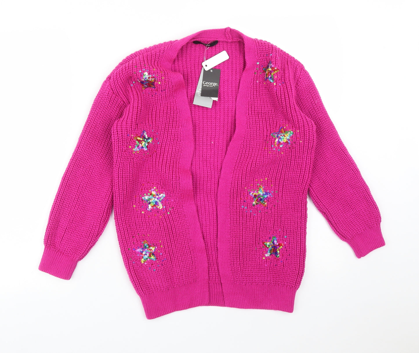 George Girls Pink   Acrylic Cardigan Jumper Size 9-10 Years