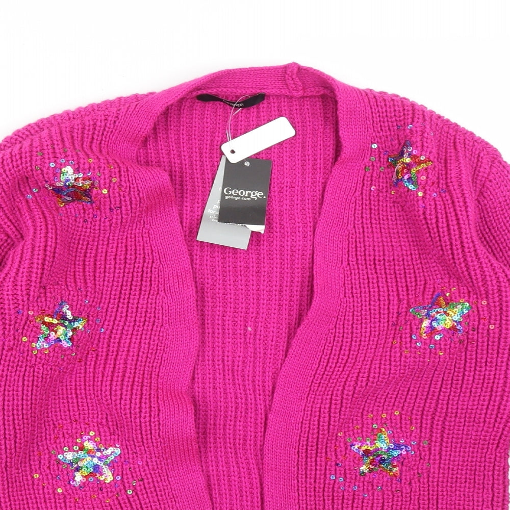 George Girls Pink   Acrylic Cardigan Jumper Size 9-10 Years