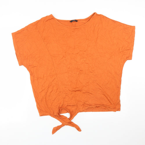 George Womens Orange  Viscose Basic T-Shirt Size 14 Round Neck