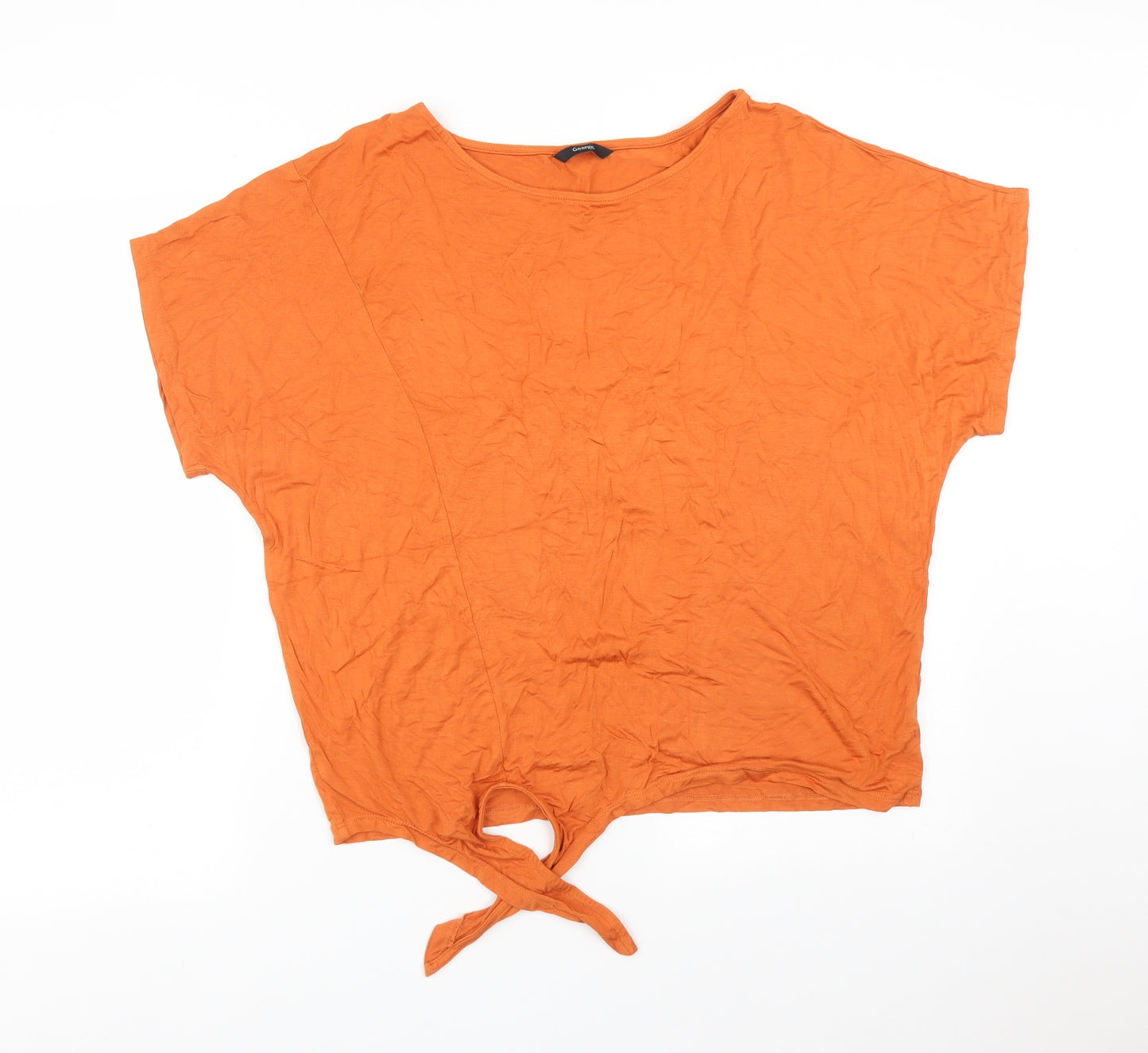 George Womens Orange  Viscose Basic T-Shirt Size 14 Round Neck