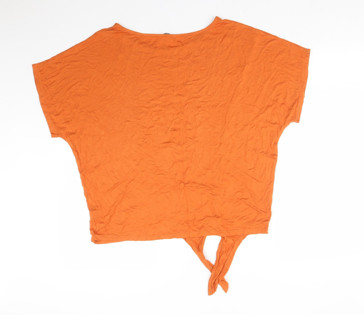 George Womens Orange  Viscose Basic T-Shirt Size 14 Round Neck